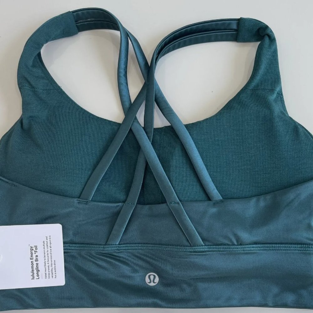 Lululemon Energy Longline Bra Foil Storm Teal Size 8